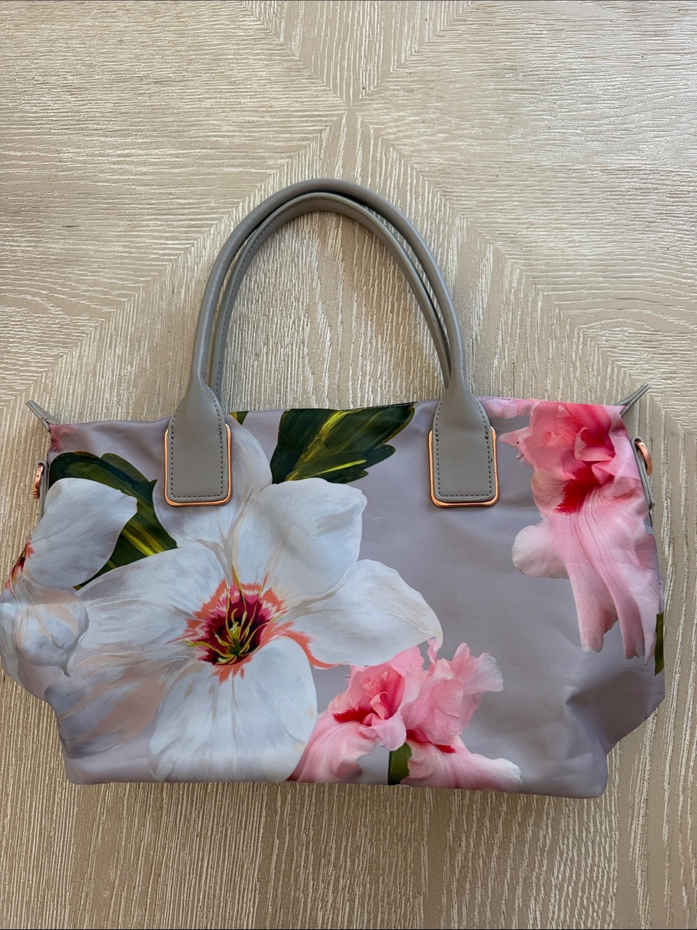 Ted Baker Pink & Grey Floral Tote - Picture 2 of 15
